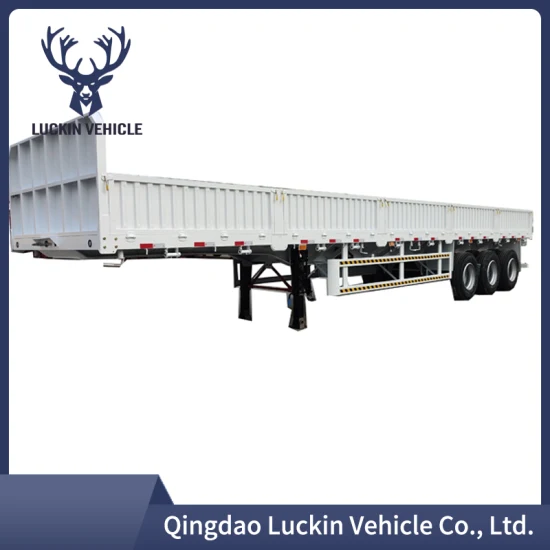 Semirimorchio con sponda laterale per carico e rimorchio per camion con timone completo con sponda laterale