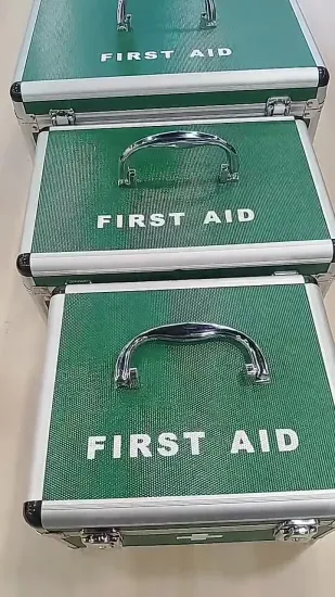 Scatola per kit di pronto soccorso in alluminio a forma di ambulanza medica rigida con hardware in metallo